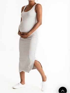 Storq Ribbed Tank Midi Maternity Dress in Gray